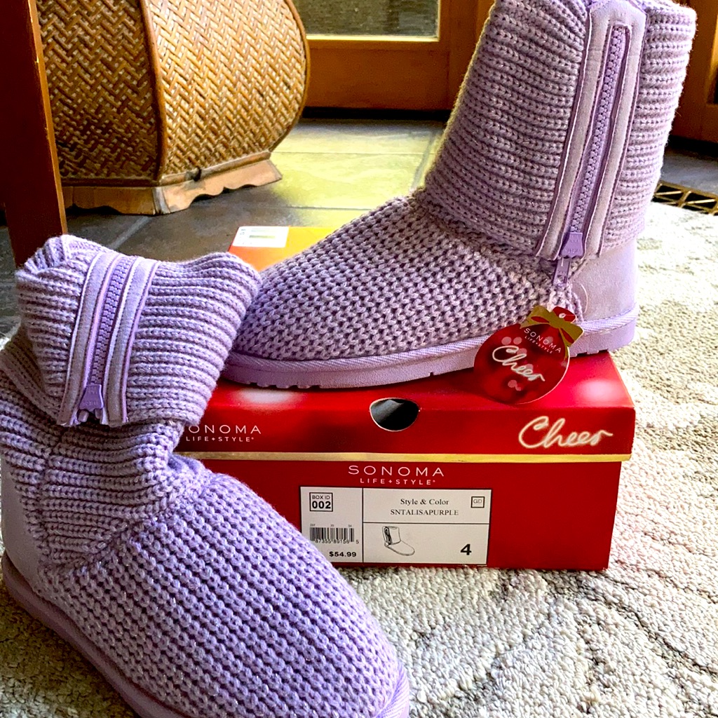 New! Sonoma Girls Purple Knit Fashion Boots